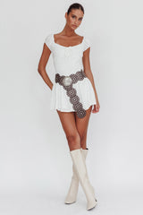 Mirela Cap Sleeve Lace Mini Dress White