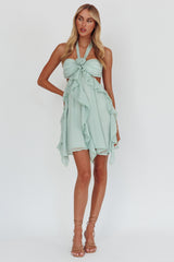 Santiago Cut-Out Ruffle Mini Dress Sage