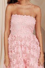 Dori Floral Embellished Midi Dress Blush