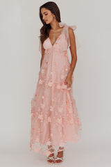 Chantilly Tied Shoulder Maxi Dress Blush