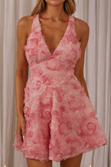 Lavalle Criss-Cross Embellished Mini Dress Pink