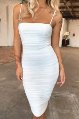 Zena Mesh Midi Dress - White
