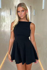 Arora Open Back Mini Dress - Black