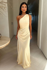 Aurelia One-Shoulder Satin Maxi Dress - Yellow