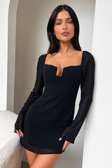 Charisma Long Sleeve Mini Dress - Black