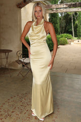 Corwin Open Back Satin Maxi Dress - Yellow
