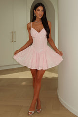 Mercedes Sequin Mini Dress - Baby Pink