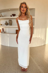 Nadine Lace-Up Back Maxi Dress - White