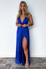 Scarlett Halter Maxi Dress - Royal Blue