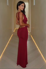 Synne V-Neck Maxi Dress - Burgundy