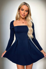 Tabitha Long Sleeve Mini Dress - Navy