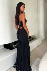 Thalassa Strapless Corset Maxi Dress - Black