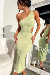 Trami One Shoulder Midi Dress - Green