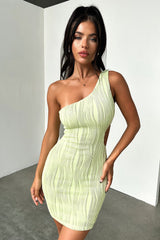 Trami One Shoulder Mini Dress - Green