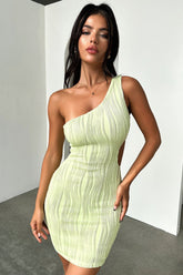Trami One Shoulder Mini Dress - Green