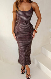 She's For Keeps Maxi Dress Chocolate Polka Dot