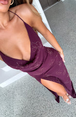 Slow Dancer Beaded Maxi Dress Deep Plum