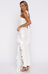 The Positano Dream Sequin Maxi Dress Off White