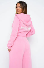 Down For Whatever Slim Zip Front Hoodie Pink Wash