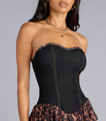 Wild Streak Denim Corset Romper