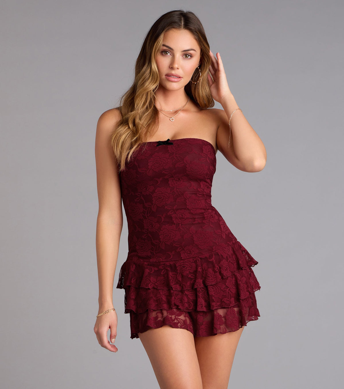 Crush On You Lace Ruffle Romper