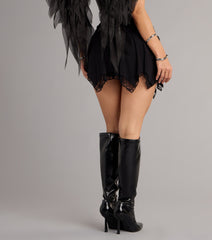 Pretty Edgy Lace Trim High Rise Skort