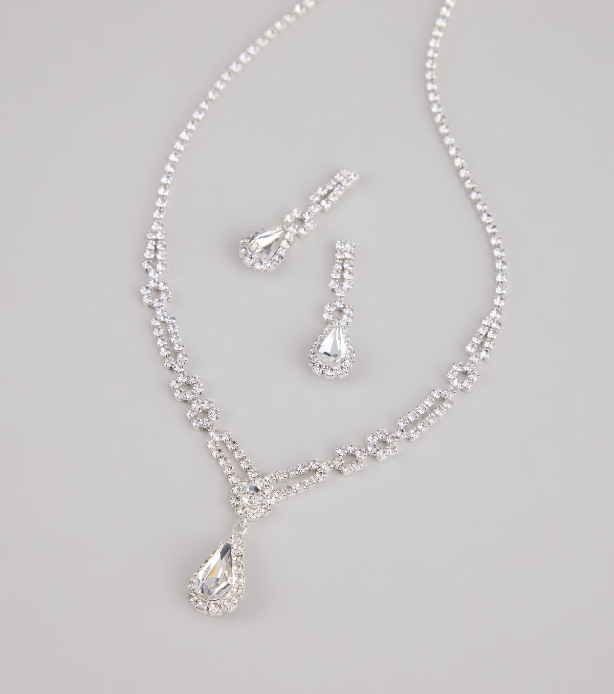Crown Jewel Teardrop Necklace And Earrings Set