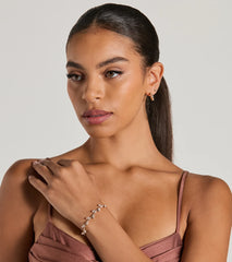 Ever So Luxe Cubic Zirconia Leaf-Shaped Dainty Bracelet