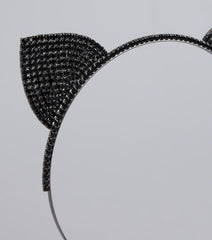 Purrfectly Glam Rhinestone Cat Ears Headband