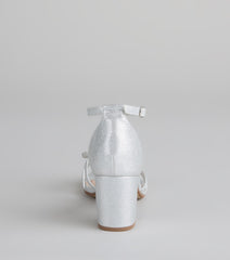 Starlit Glam Rhinestone Bow Glitter Block Heels