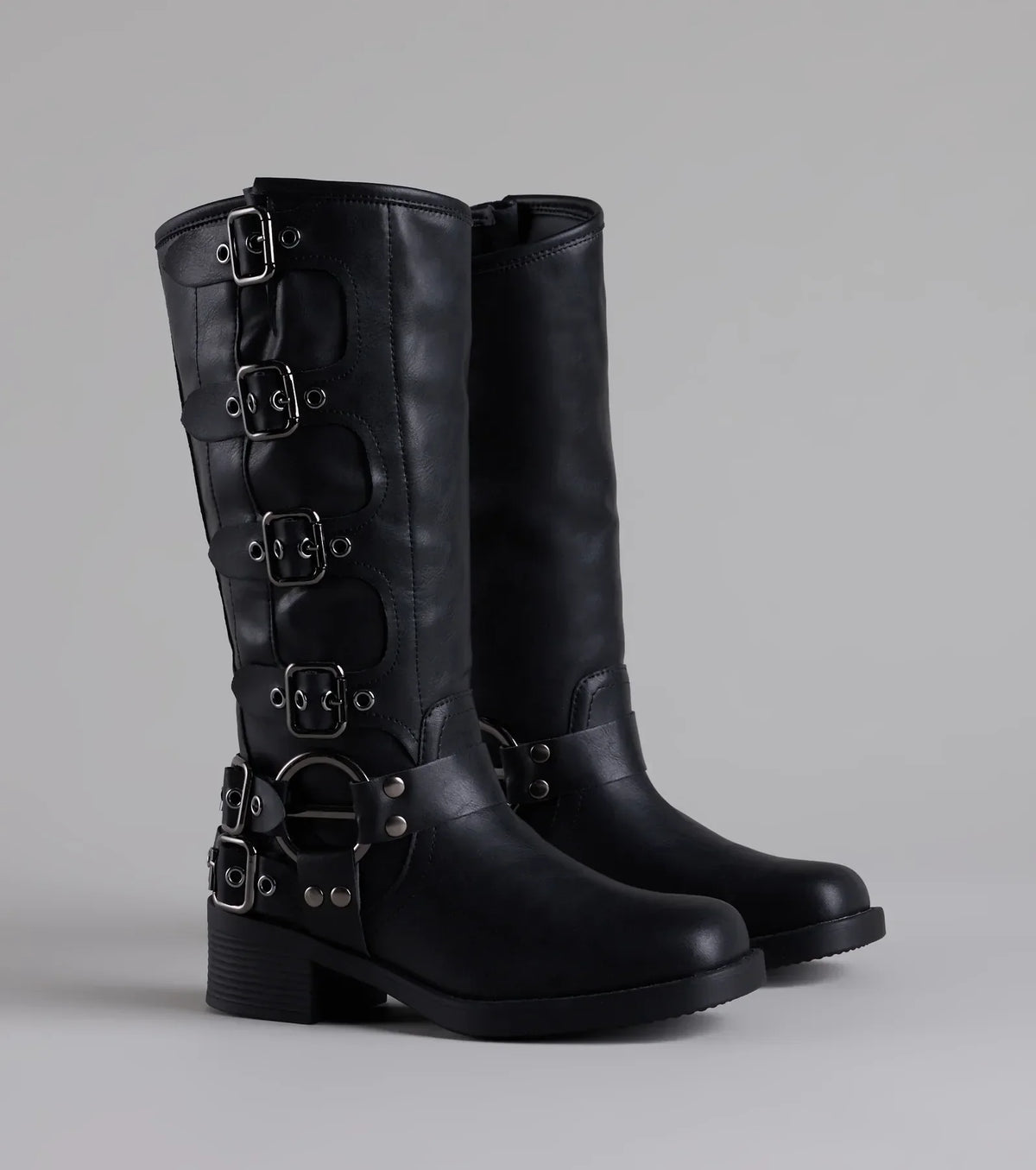 Totally Edgy Buckled Square Toe Boots
