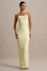 Hallie | Lemon Bandeau Maxi Dress With Bow Detail