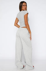 From The Archives Jaxx Wide Leg Sweatpant Dark Grey Marle