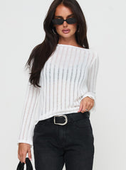 Tuppence Ribbed Long Sleeve Top White