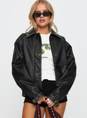 Jaxton Faux Leather Jacket Black