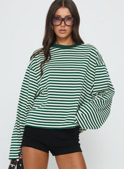 Bloom Long Sleeve Top Moss Stripe