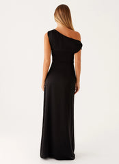 Heart Of Glass Satin Maxi Dress - Black