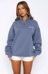 Core Classic Zip Front Sweater Ocean