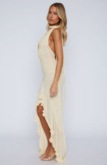 Let It Ride Halter Maxi Dress Lemon