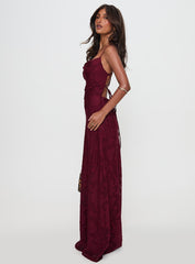 Celena Maxi Dress Burgundy Burnout