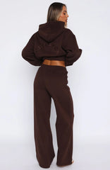 Stay Lifted Wide Leg Sweatpants Bitter Chocolate