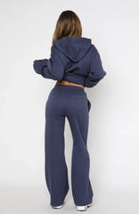 Match Your Words Wide Leg Sweatpants Navy