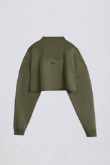 Acid Wash Cropped Sweatshirt in Light Green