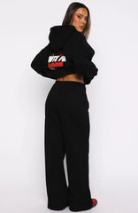 Club 14 Cassie Wide Leg Sweatpants Black