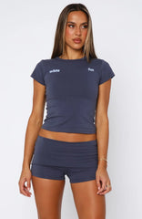 From The Archives Gigi Fold Over Booty Shorts Navy