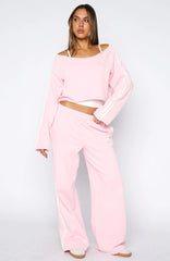 Star Student Wide Leg Sweatpants Pink