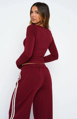 Found You Out Long Sleeve Top Burgundy