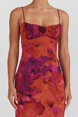 Nerida Low Back Twist Maxi Dress Dark Rose