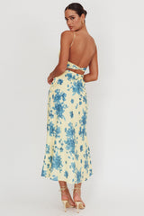Nerida Low Back Twist Floral Maxi Dress Yellow
