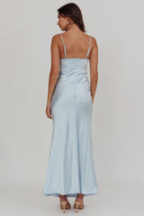 Her theory Lace Trim Maxi Dress Steel Blue